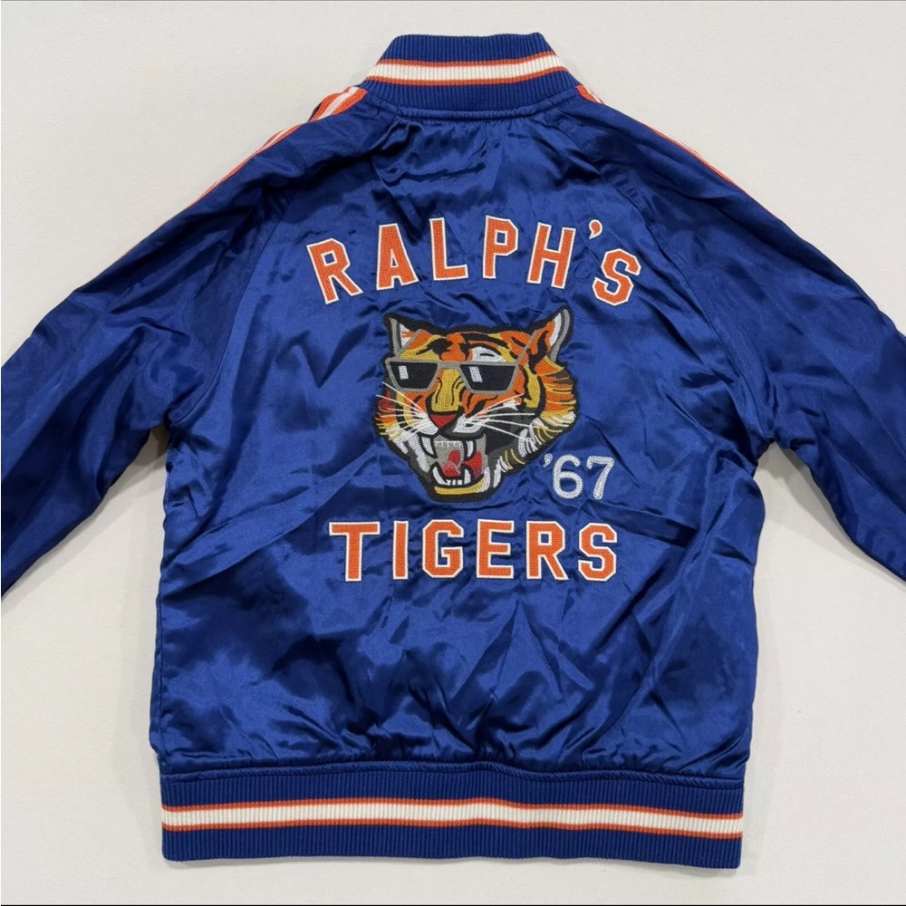 Rare POLO Ralph Lauren Blue Satin Varsity Letterman Jacket Boys 6/7 - Picture 12 of 14
